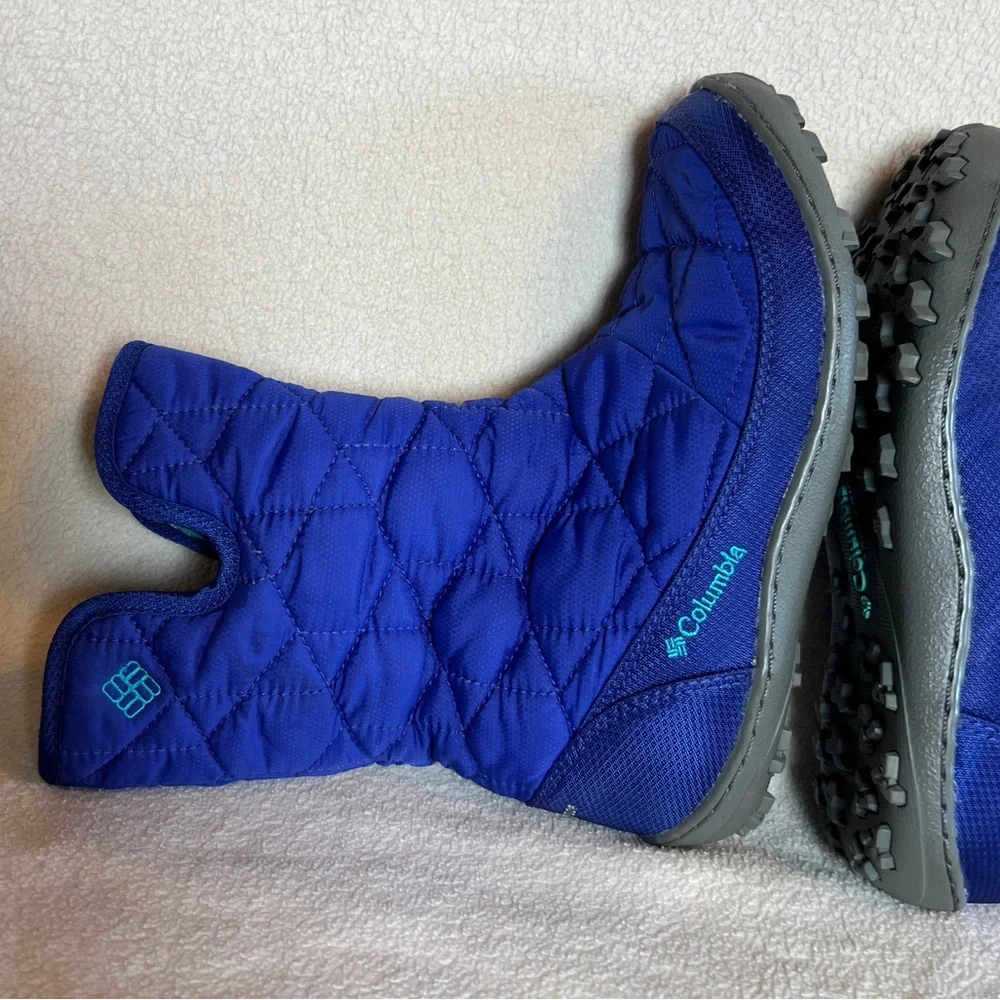Columbia Blue Quilted Winter Boots kids Girls Size 3 Minx Slip Iii